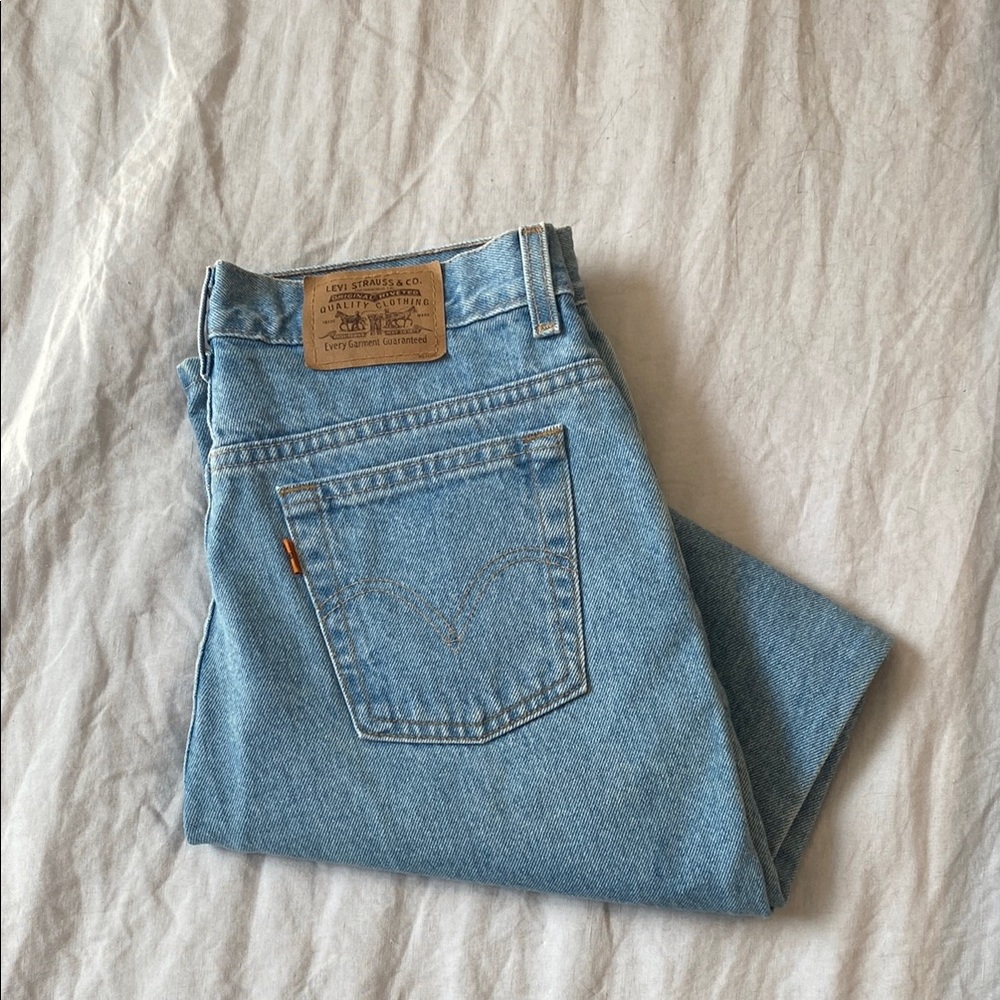 Light wash Orange tab straight leg Levi’s
